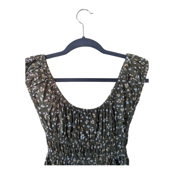 Aeropostale Boho Ditsy Floral Scoop Neck A Line Dress Women's XS Martini Olive - Picture 11 of 11